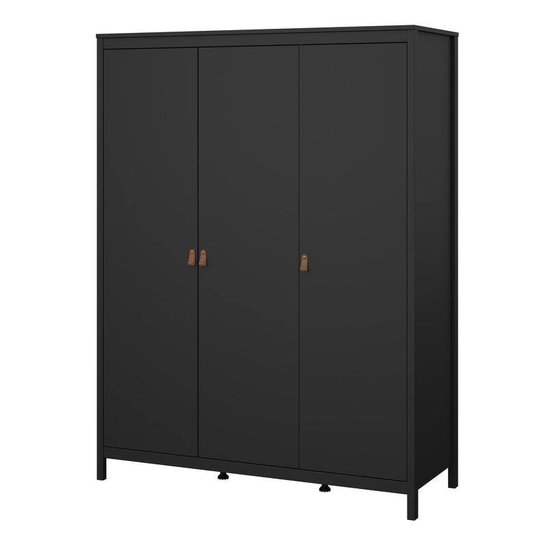 Barcelona Wardrobe with 3 Doors in Matt Black — detail view