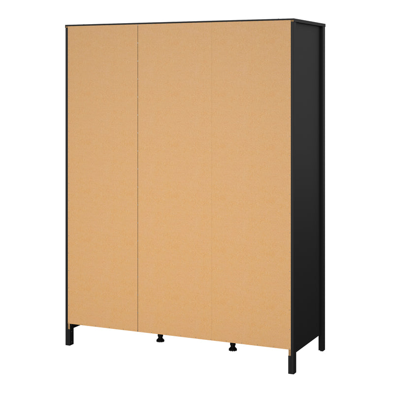 Barcelona Wardrobe with 3 Doors in Matt Black — alternative angle