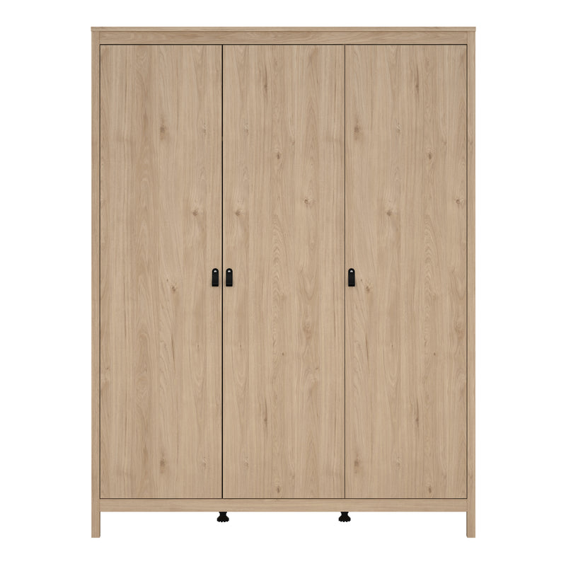Barcelona Wardrobe with 3 Doors in Jackson Hickory Oak — side angle