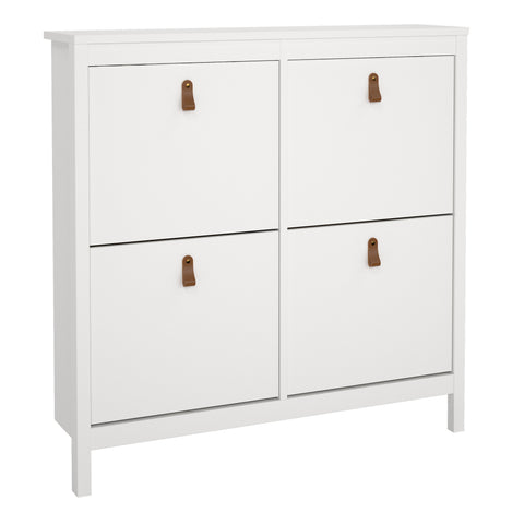 Barcelona Shoe Cabinet 4 Flip Down Doors in White — front view