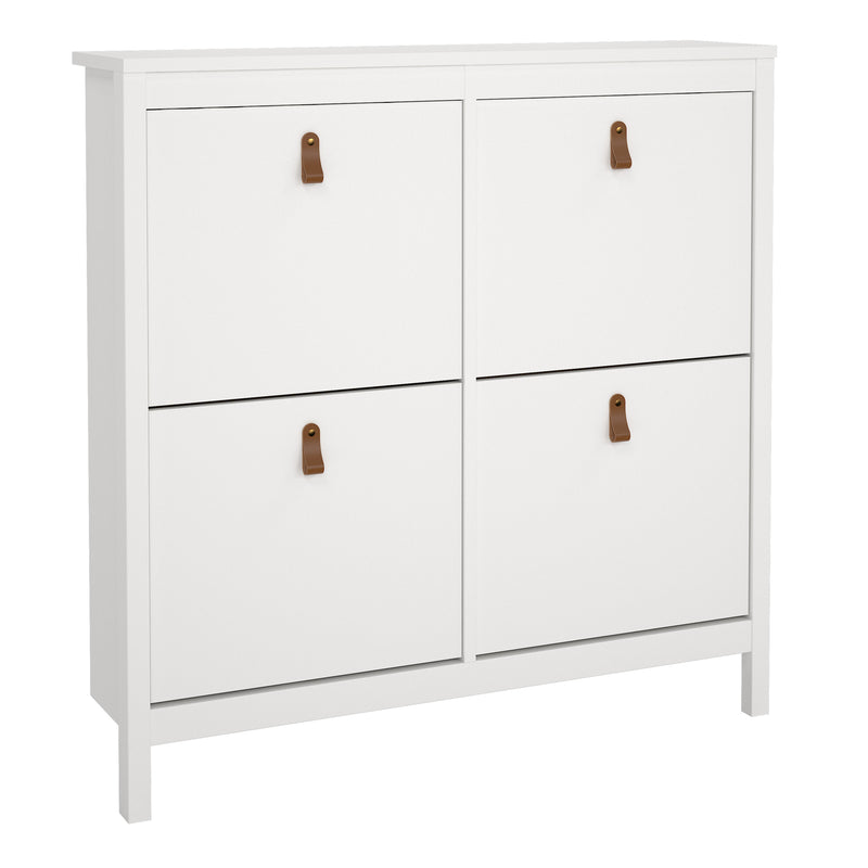 Barcelona Shoe Cabinet 4 Flip Down Doors in White — front view