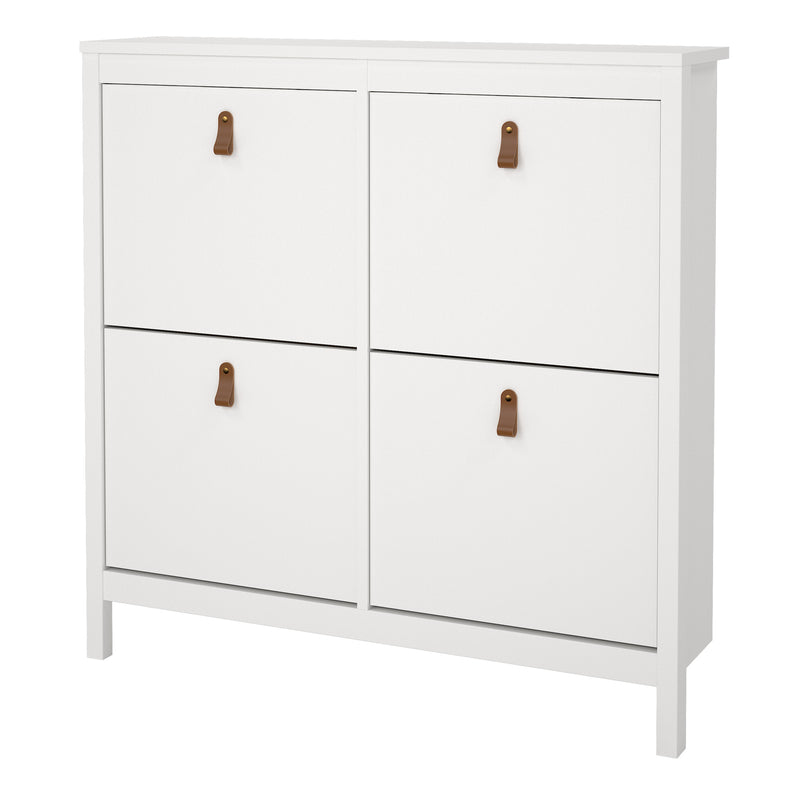 Barcelona Shoe Cabinet 4 Flip Down Doors in White — detail view