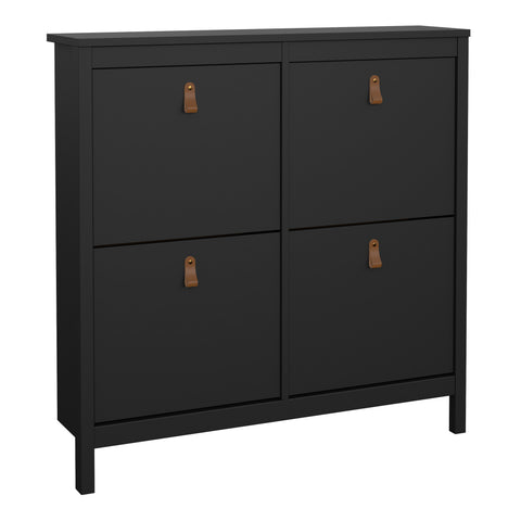 Barcelona Shoe Cabinet 4 Flip Down Doors in Matt Black — front view