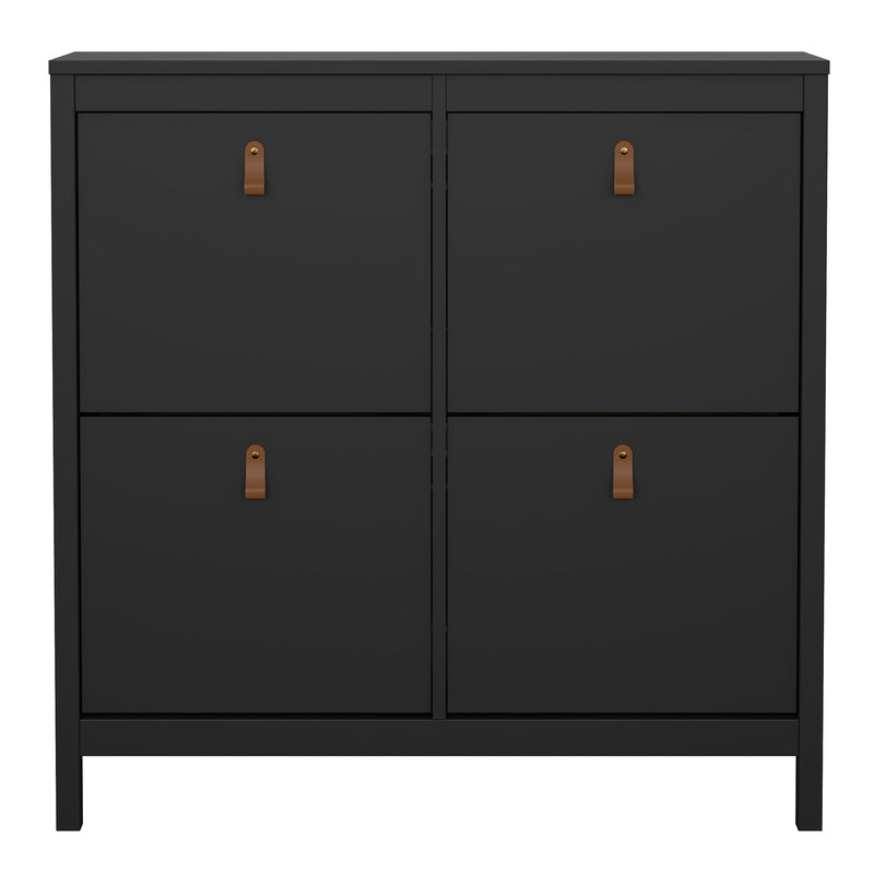 Barcelona Shoe Cabinet 4 Flip Down Doors in Matt Black — side angle