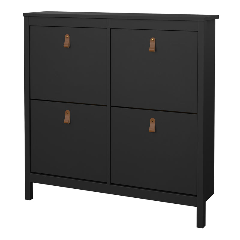 Barcelona Shoe Cabinet 4 Flip Down Doors in Matt Black — detail view