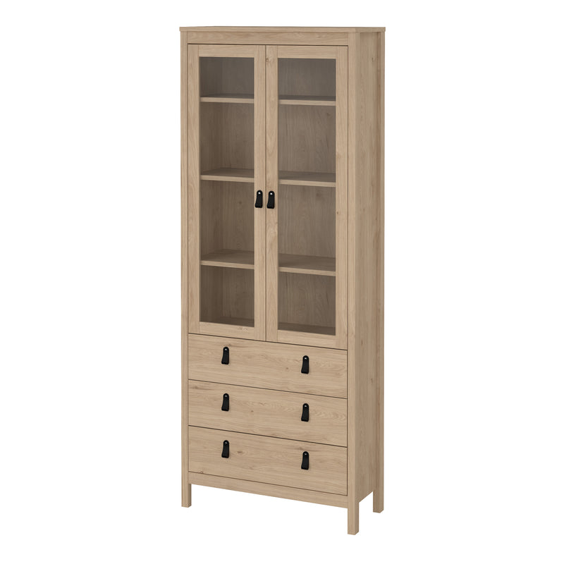 Barcelona China Cabinet 2 Doors with Glass + 3 Drawers in Jackson Hickory Oak — detail view