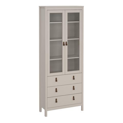 Barcelona China Cabinet 2 Glass Doors with 3 Drawers in Cashmere — front view