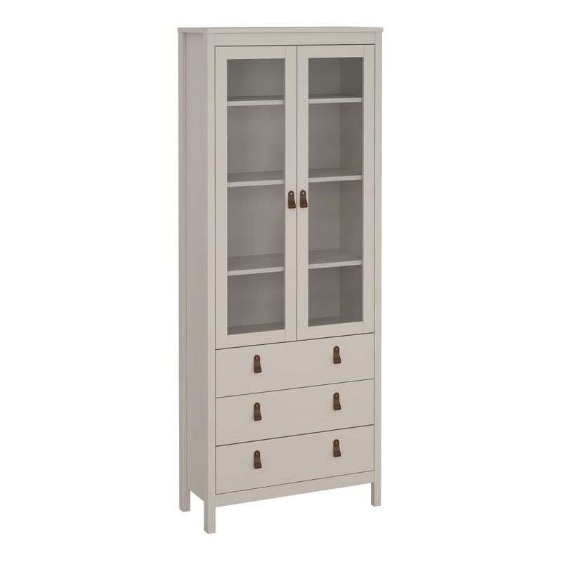 Barcelona China Cabinet 2 Glass Doors with 3 Drawers in Cashmere — front view