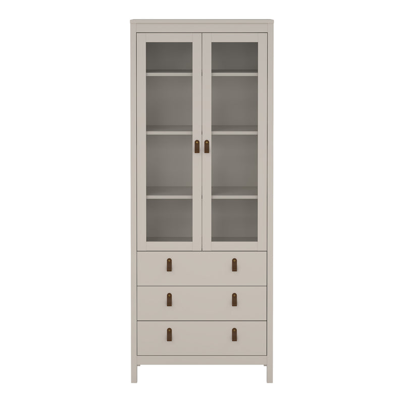 Barcelona China Cabinet 2 Glass Doors with 3 Drawers in Cashmere — detail view