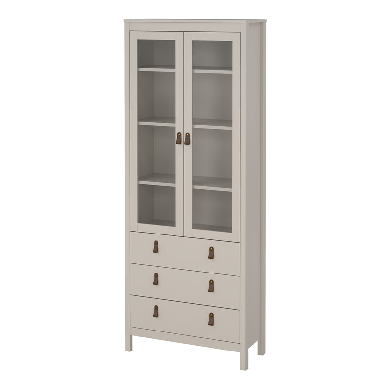 Barcelona China Cabinet 2 Glass Doors with 3 Drawers in Cashmere — alternative angle