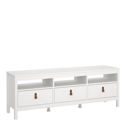 Barcelona Tv Unit 3 Drawers in White — front view