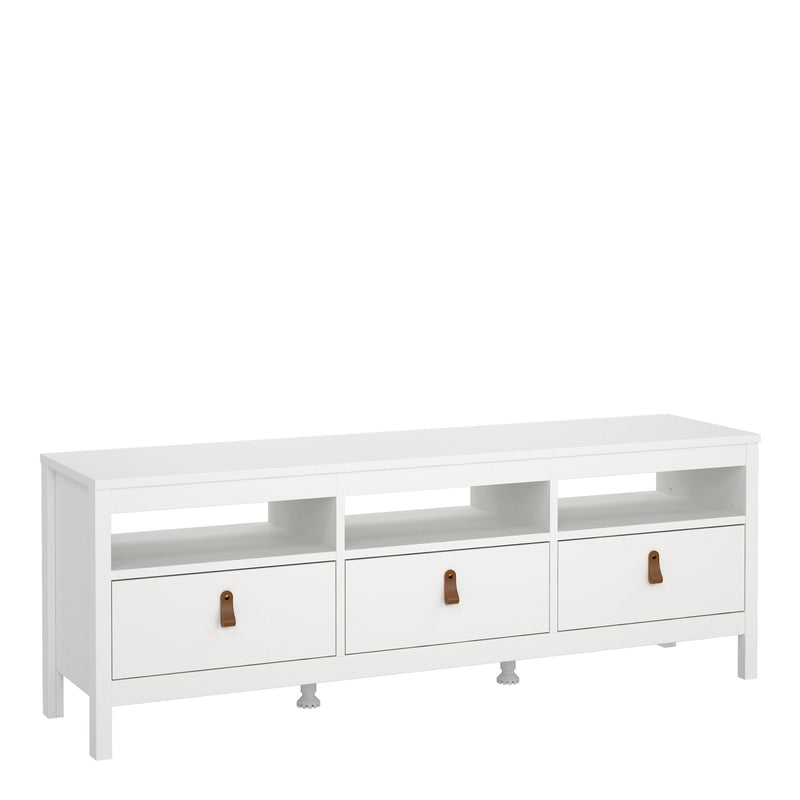 Barcelona Tv Unit 3 Drawers in White — front view