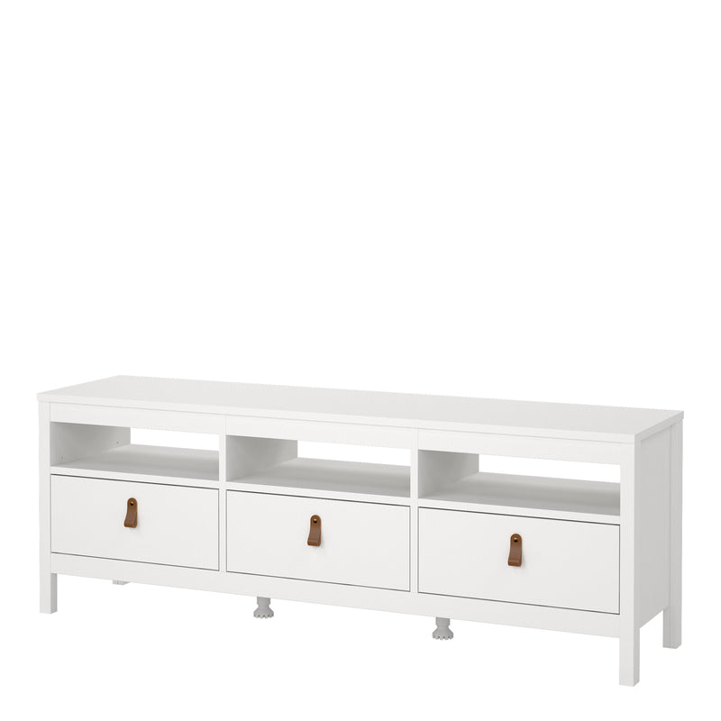 Barcelona Tv Unit 3 Drawers in White — detail view