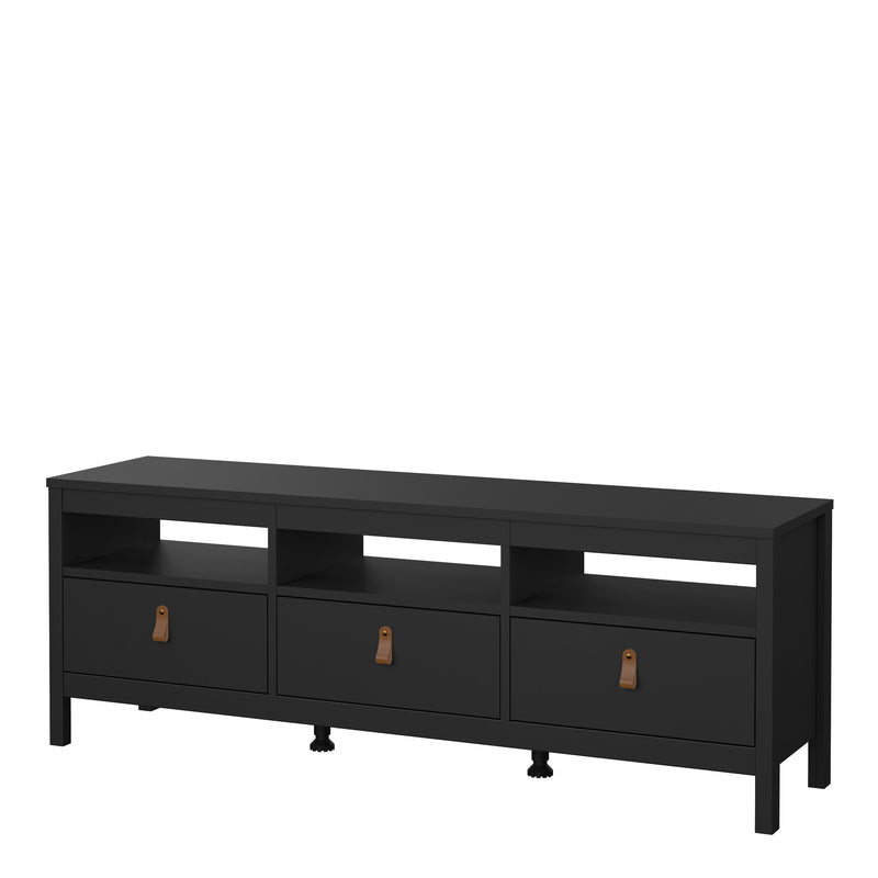 Barcelona TV Unit 3 Drawers in Matt Black — detail view
