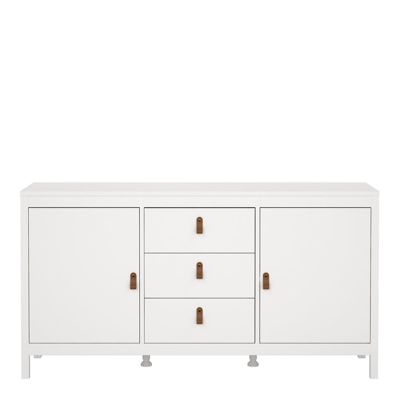Barcelona Sideboard 2 Doors 3 Drawers in White — side angle