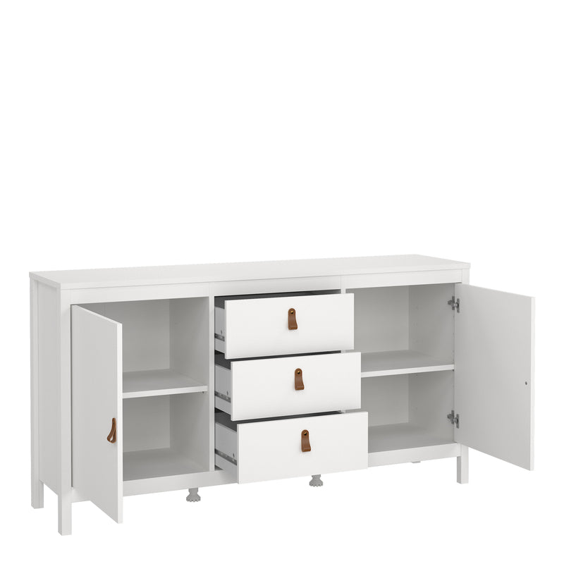 Barcelona Sideboard 2 Doors 3 Drawers in White — alternative angle