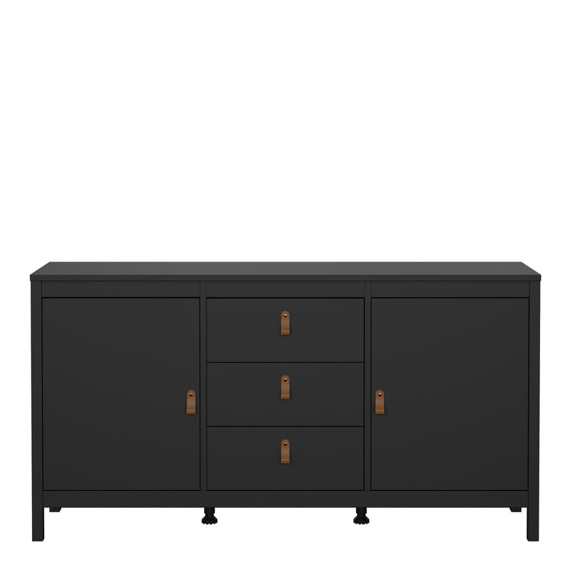 Barcelona Sideboard 2 Doors 3 Drawers in Matt Black — side angle