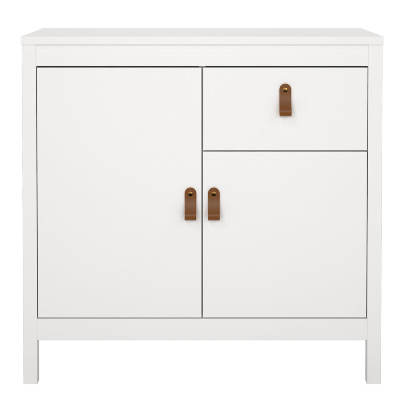 Barcelona Sideboard 2 Doors 1 Drawer in White — side angle