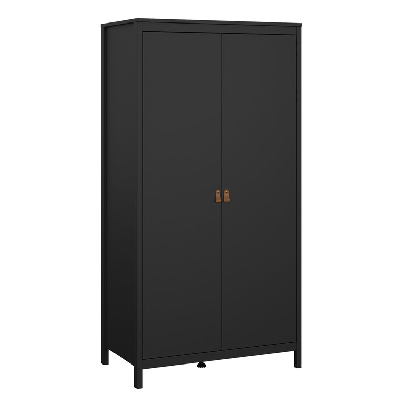 Barcelona Wardrobe with 2 Doors in Matt Black — front view