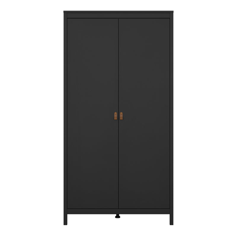 Barcelona Wardrobe with 2 Doors in Matt Black — side angle