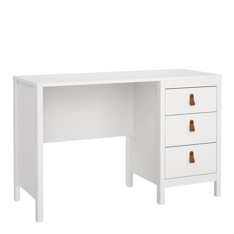 Barcelona Desk 3 Drawers in White — front view