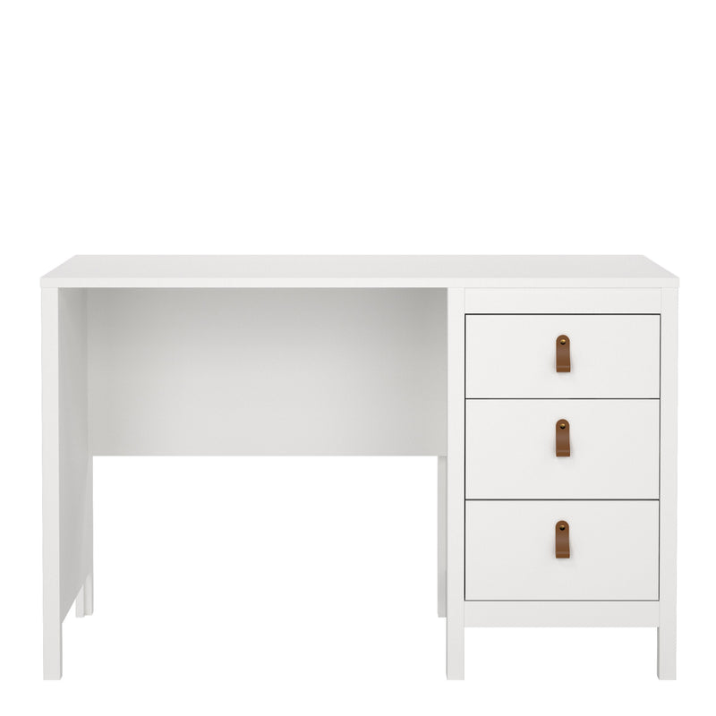 Barcelona Desk 3 Drawers in White — side angle