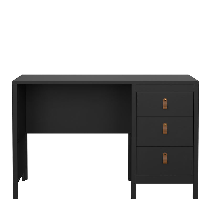 Barcelona Desk 3 Drawers in Matt Black — side angle