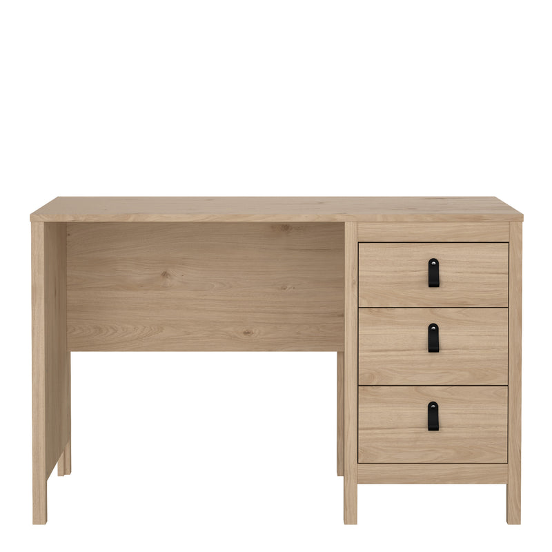 Barcelona Desk 3 Drawers in Jackson Hickory Oak — side angle