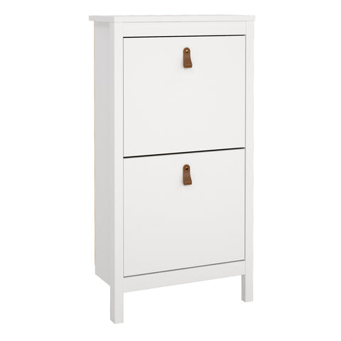 Barcelona Shoe Cabinet 2 Flip Down Doors in White — front view