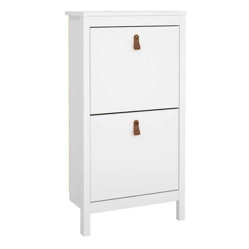 Barcelona Shoe Cabinet 2 Flip Down Doors in White — front view