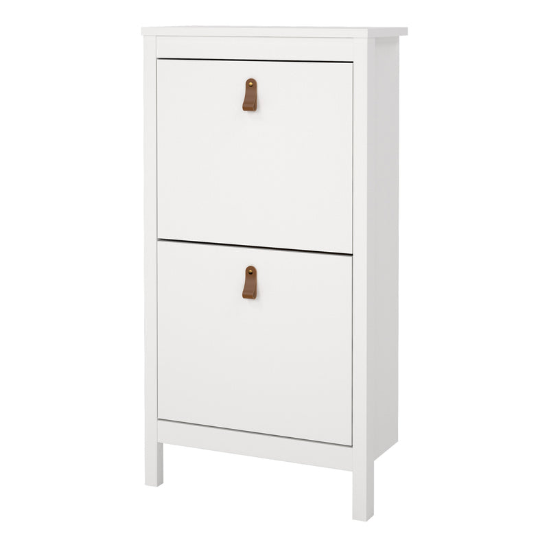 Barcelona Shoe Cabinet 2 Flip Down Doors in White — detail view