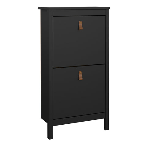 Barcelona Shoe Cabinet 2 Flip Down Doors in Matt Black — front view