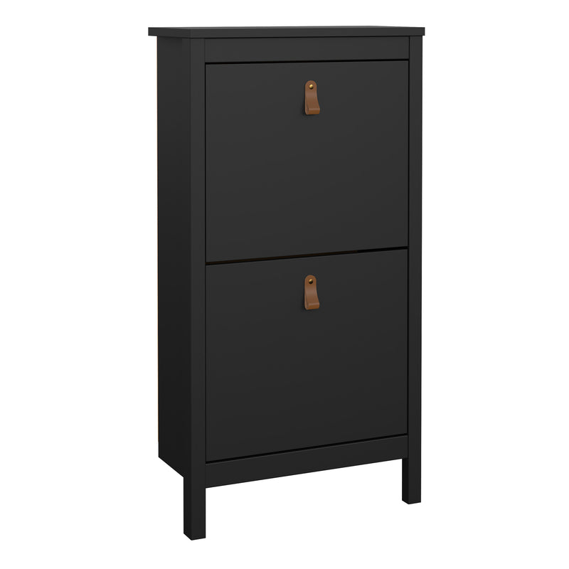 Barcelona Shoe Cabinet 2 Flip Down Doors in Matt Black — front view