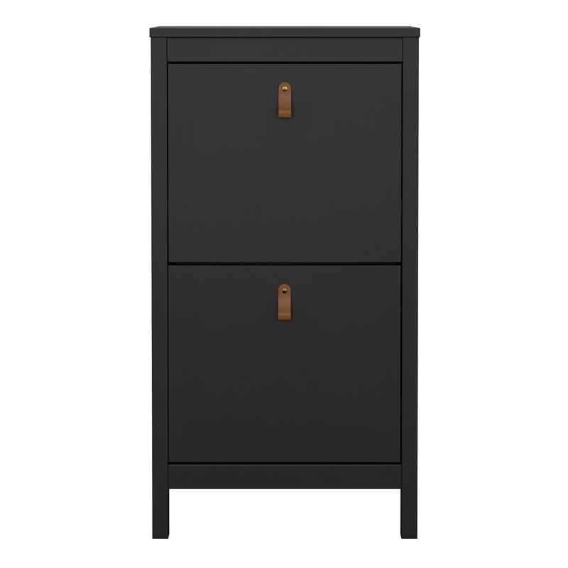 Barcelona Shoe Cabinet 2 Flip Down Doors in Matt Black — side angle