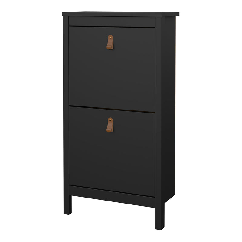 Barcelona Shoe Cabinet 2 Flip Down Doors in Matt Black — detail view