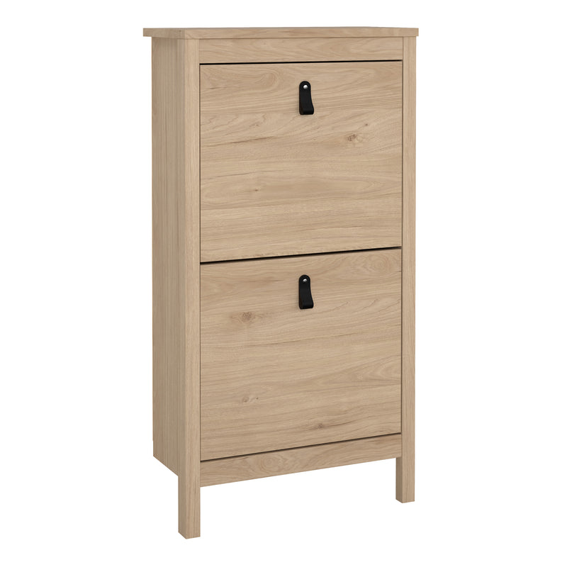 Barcelona Shoe Cabinet 2 Flap Doors in Jackson Hickory Oak — front view