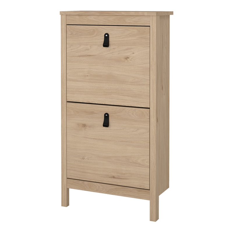 Barcelona Shoe Cabinet 2 Flap Doors in Jackson Hickory Oak — detail view
