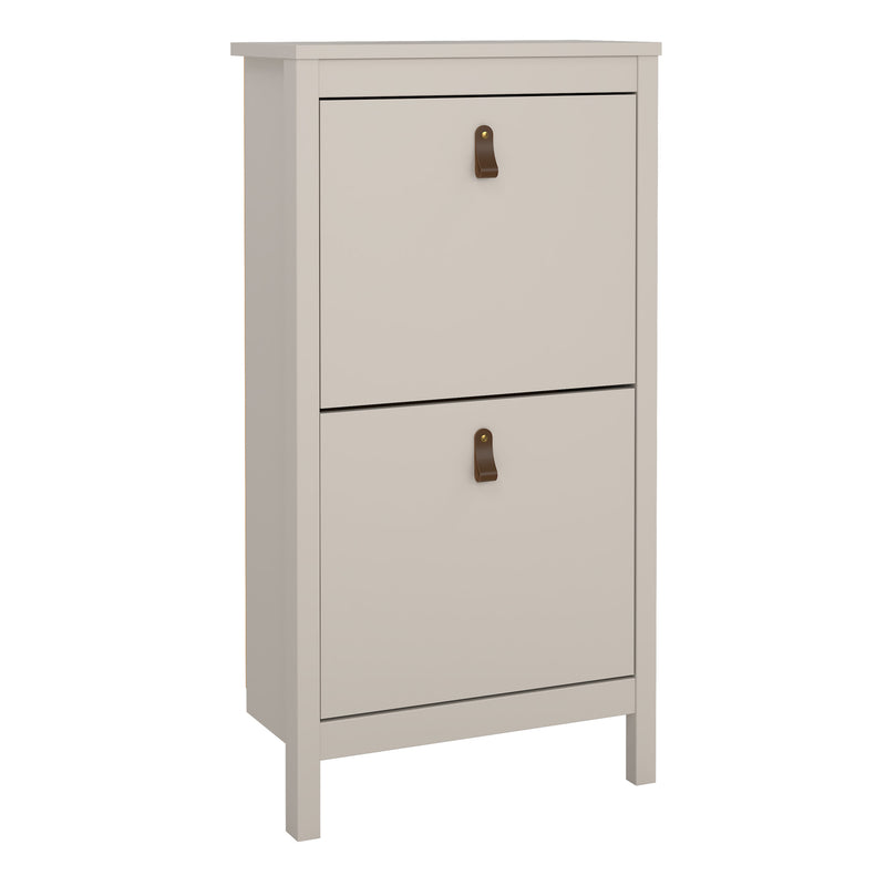 Barcelona Shoe Cabinet 2 Flip Down Doors in Cashmere — front view