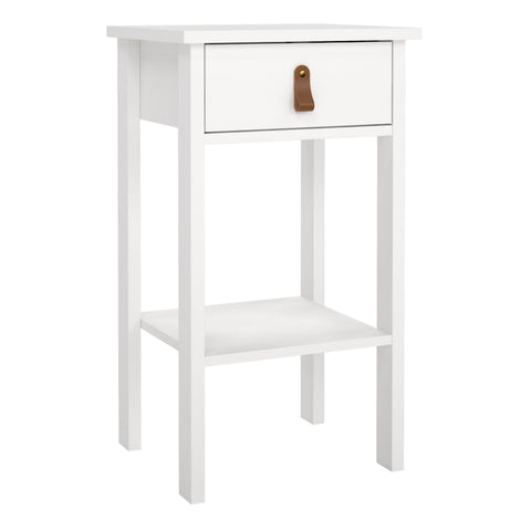 Barcelona Bedside Table with 1 Drawer in White — front view