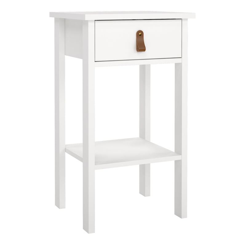 Barcelona Bedside Table with 1 Drawer in White — front view