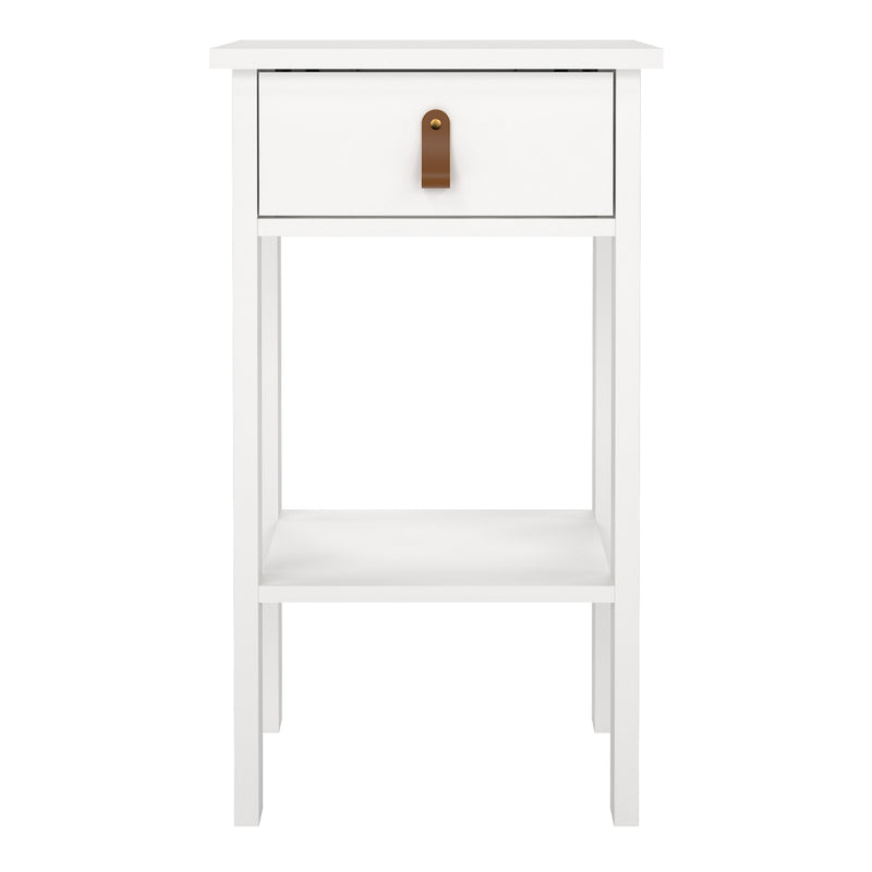 Barcelona Bedside Table with 1 Drawer in White — side angle