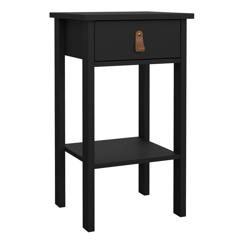 Barcelona Bedside Table with 1 Drawer in Matt Black — front view