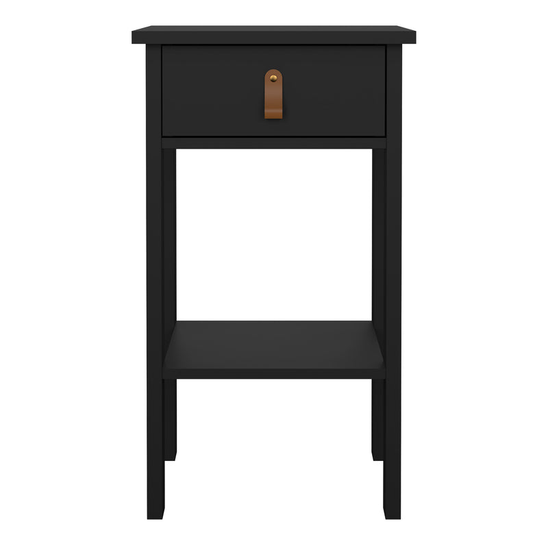 Barcelona Bedside Table with 1 Drawer in Matt Black — side angle