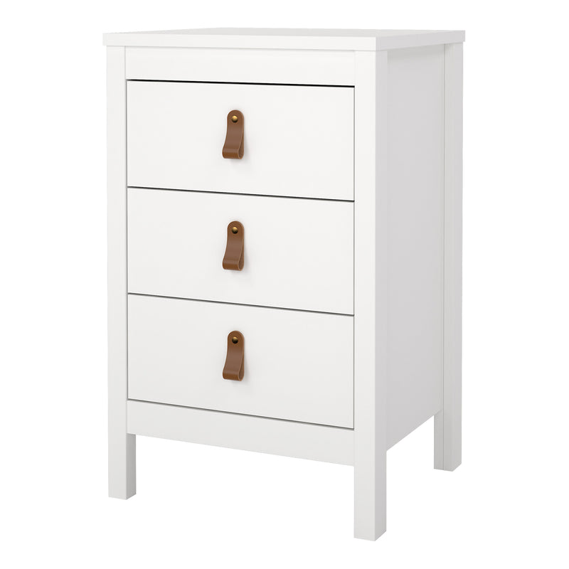 Barcelona Bedside Table 3 Drawers in White — detail view