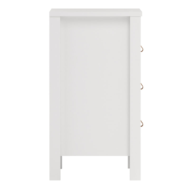 Barcelona Bedside Table 3 Drawers in White — alternative angle