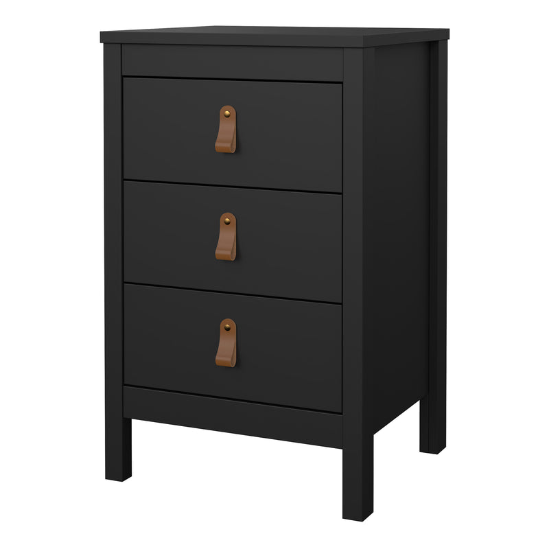 Barcelona Bedside Table 3 Drawers in Matt Black — detail view
