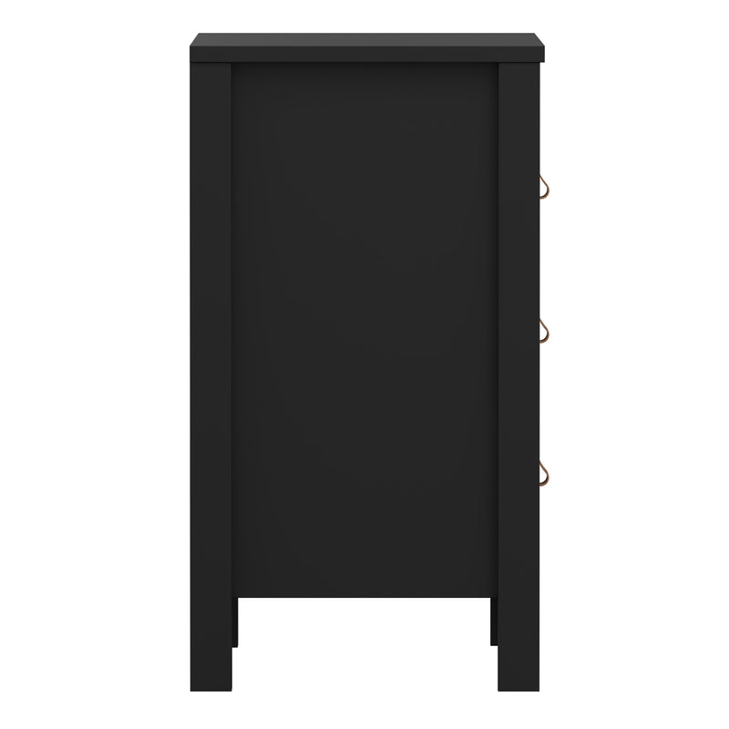 Barcelona Bedside Table 3 Drawers in Matt Black — alternative angle