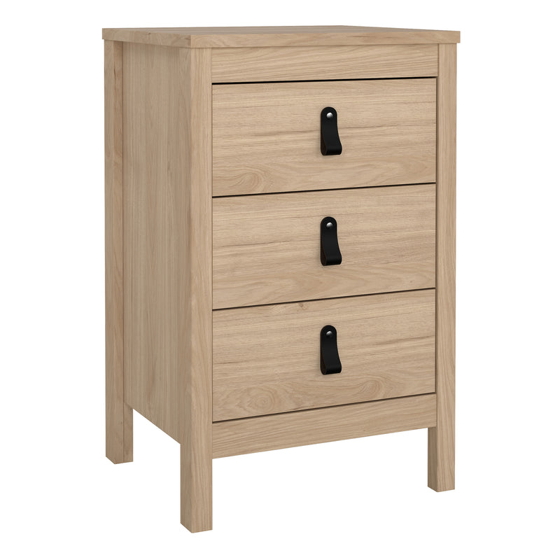 Barcelona Bedside Table 3 Drawers in Jackson Hickory Oak — front view