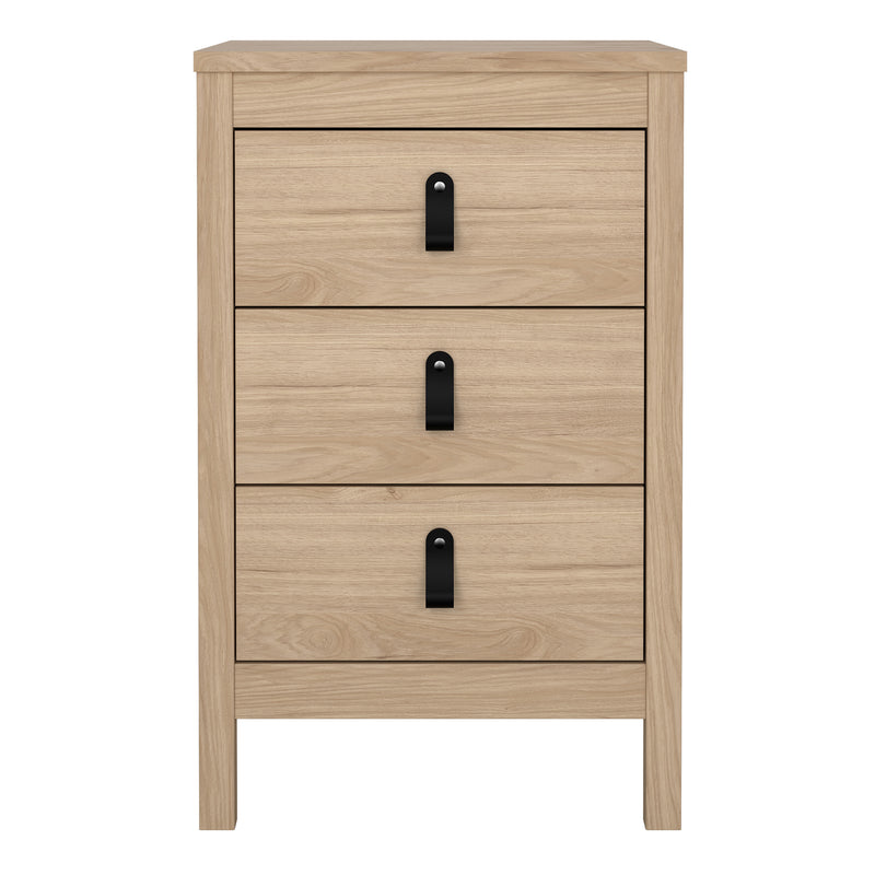 Barcelona Bedside Table 3 Drawers in Jackson Hickory Oak — side angle