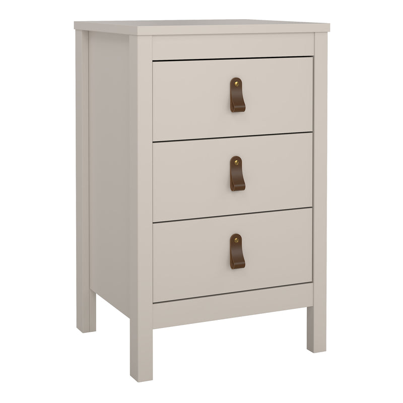 Barcelona Bedside Table 3 Drawers in Cashmere — front view